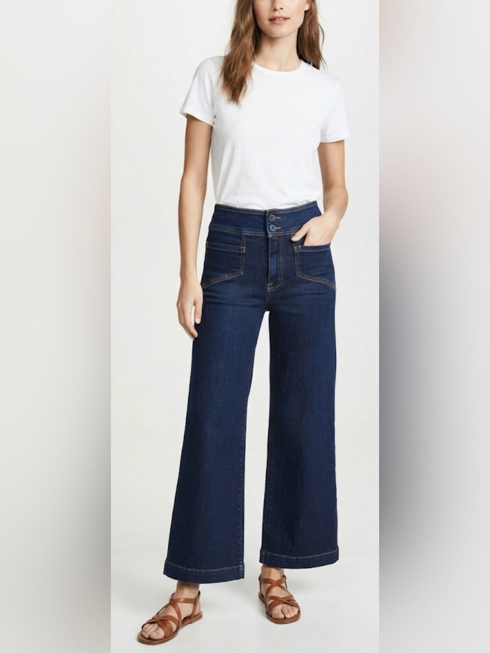Bagatelle Collection New York High-Rise Double-Button Wide-Leg Jeans